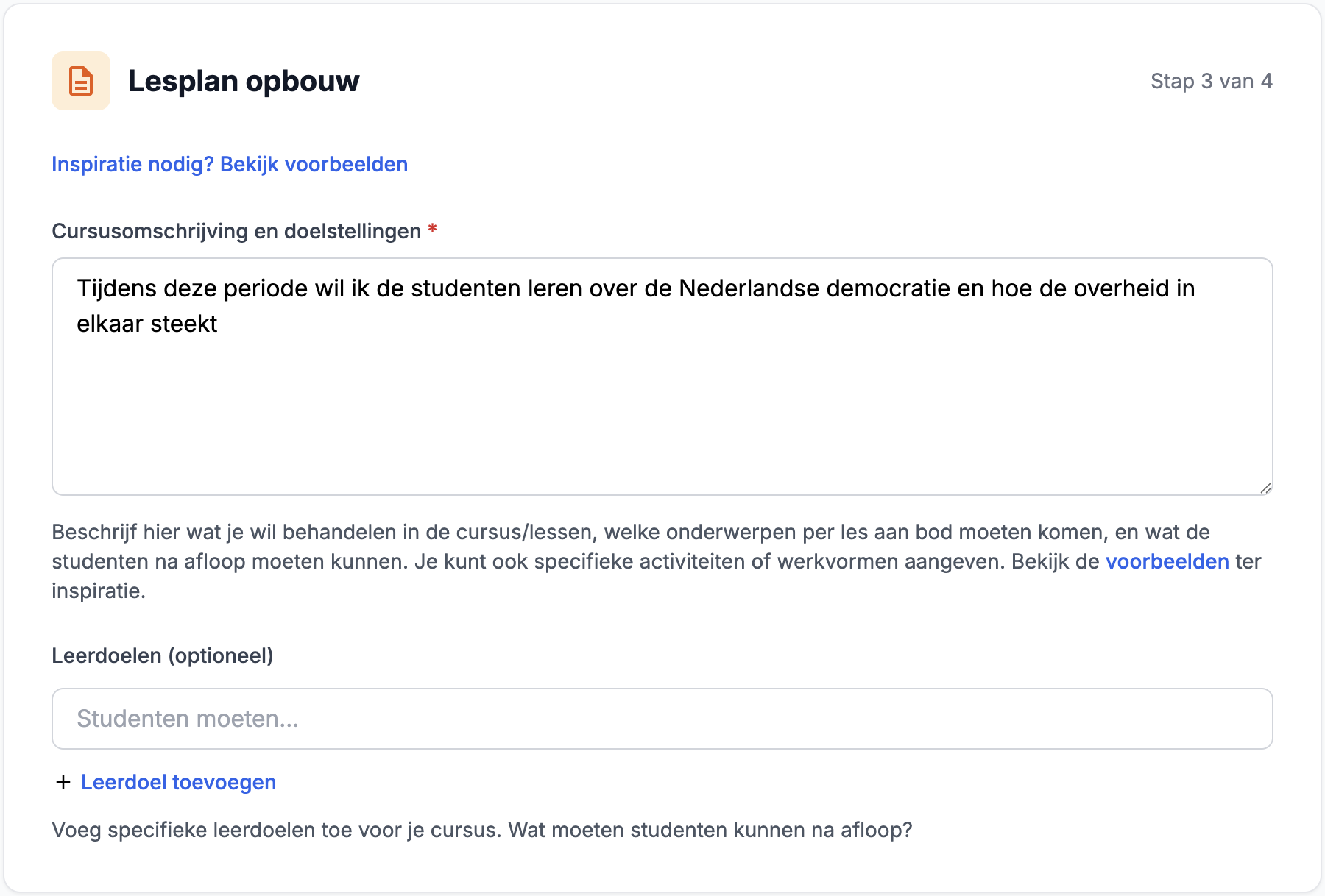 Lesinhoud beschrijven